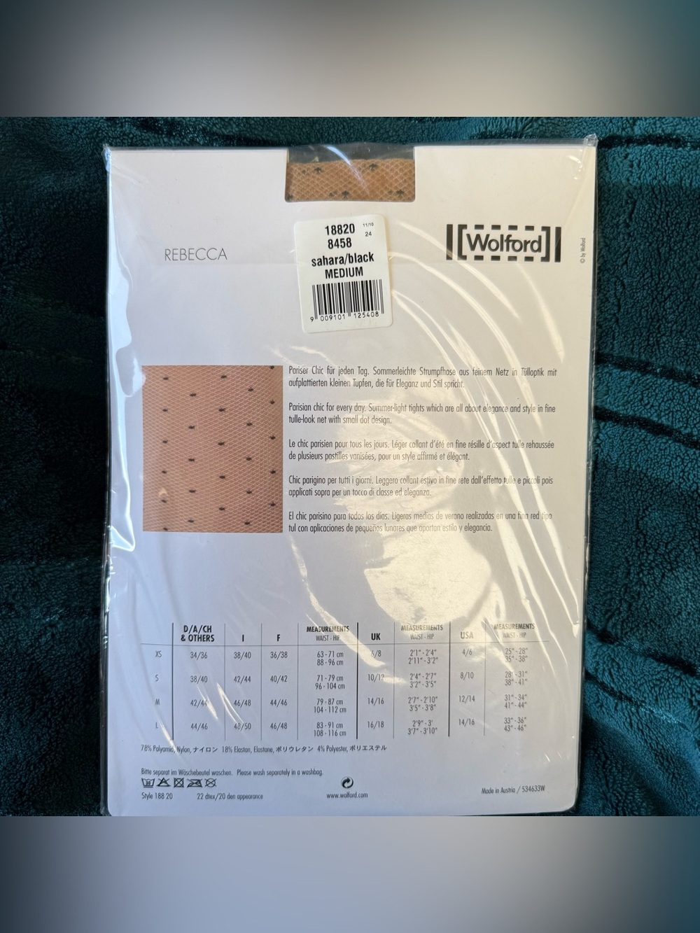 NWT Wolford Rebecca Polka Dot tights sahara / black size M - Picture 5 of 8